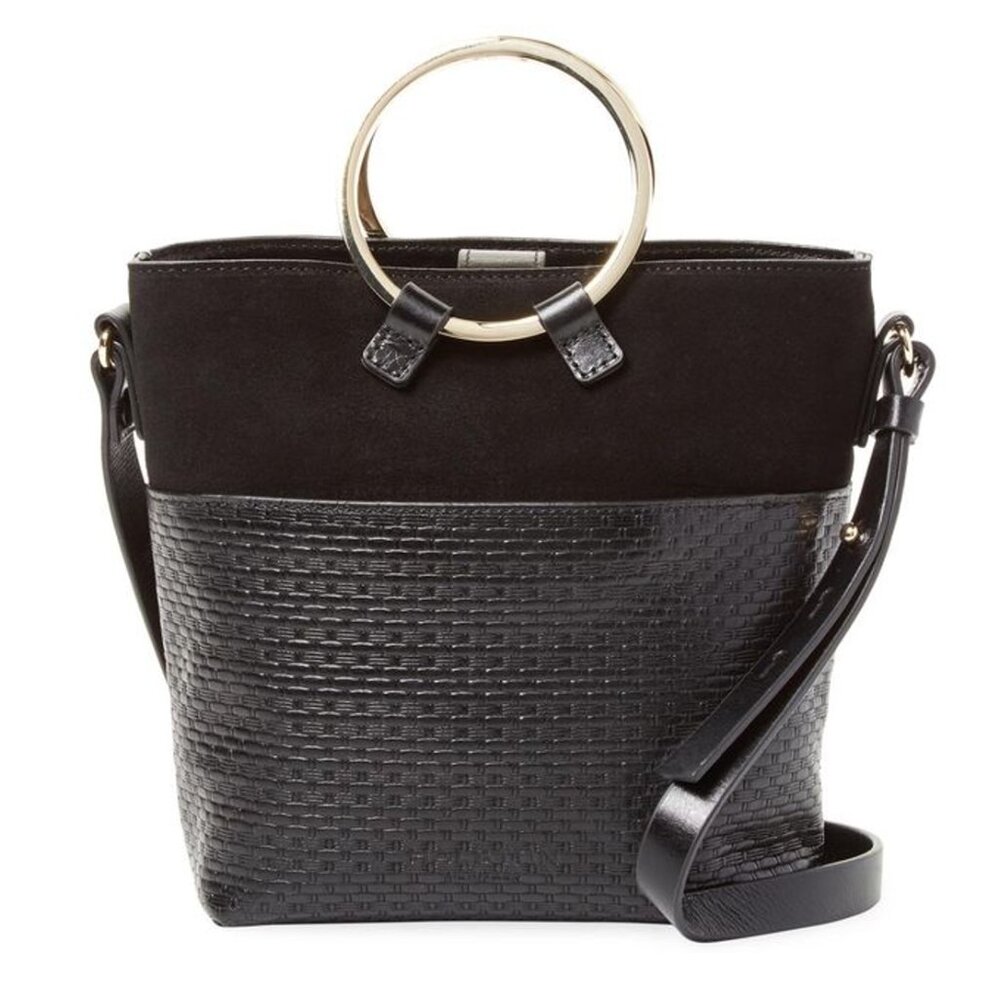New with Tags: Halston Heritage Textured Leather Bucket Bag